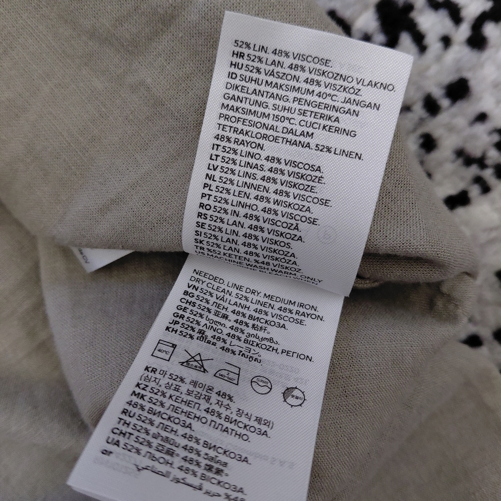 H&M Linen Blend Greige Sleeveless Button Down Shirt XS Coastal Grandma - Picture 12 of 13